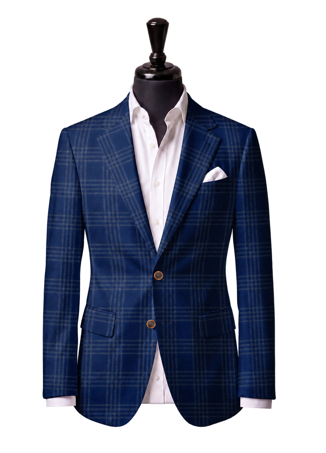 Reda blue plaid notch-lapel flap-pocket jacket