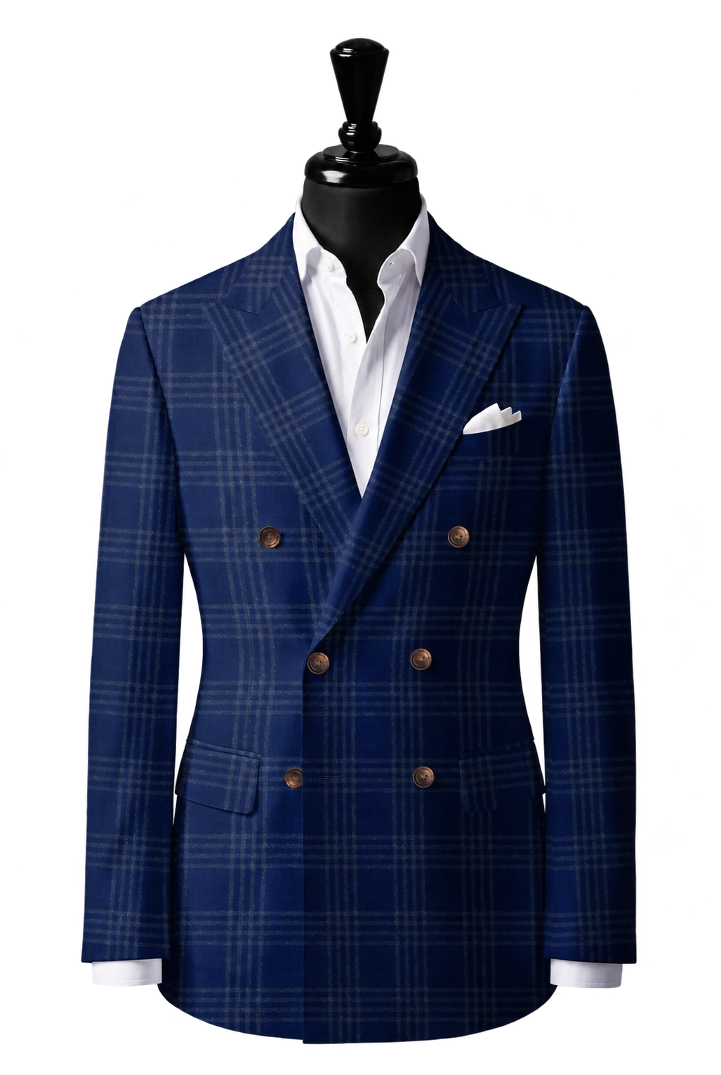 Reda blue plaid double breasted jacket